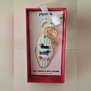 Piper K Dachshund Dog Enamel Key Chain & Bag Charm with Eiffel Tower Charm – NWT